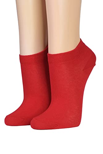 Crönert Damen Sneakersocken 14330 einfarbig Gr. 35-38, hellrot von Crönert