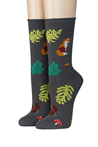 CRÖNERT Damen Socken mit Rollrand Fuchs im Farn 18206 Gr.39-42, anthrazit von CRÖNERT