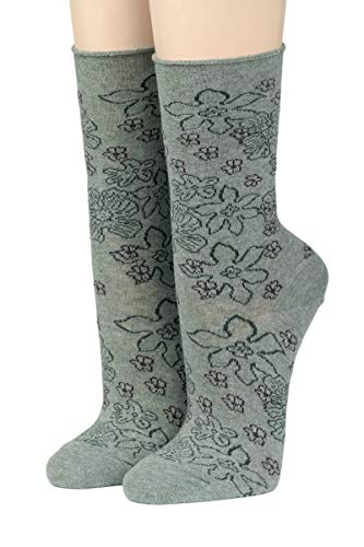 CRÖNERT Longsocks, Söckchen mit Rollrand Design Luccas Blumenwiese (35/38, grau 2682) von CRÖNERT