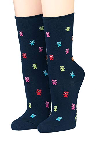 CRÖNERT Socken Longsocks mit Rollsaum Design Gummibärchen 18512 marine(35-38) von CRÖNERT