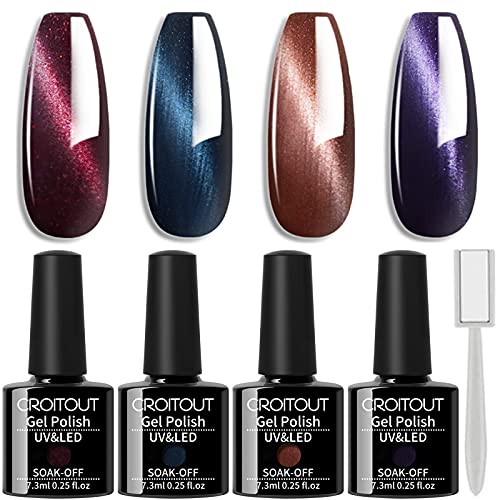 Croitout UV Farbwechsel Gel Nagellack Set, Thermo Shellac Gellack Kit, Mehrfarbig Ablösbarer Nagelgel Farbgel Nagel, Chameleon Polish Set 4 x 7.3ml (4MY-001, 4MY-001) von Croitout