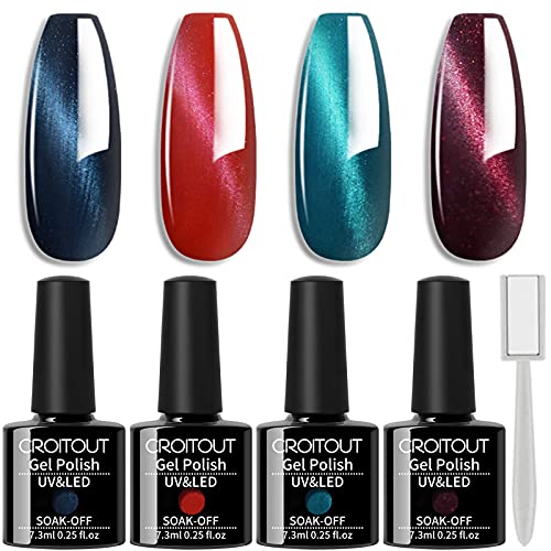 Croitout UV Farbwechsel Gel Nagellack Set, Thermo Shellac Gellack Kit, Mehrfarbig Ablösbarer Nagelgel Farbgel Nagel, Chameleon Polish Set 4 x 7.3ml (4MY-002, 4MY-002) von Croitout