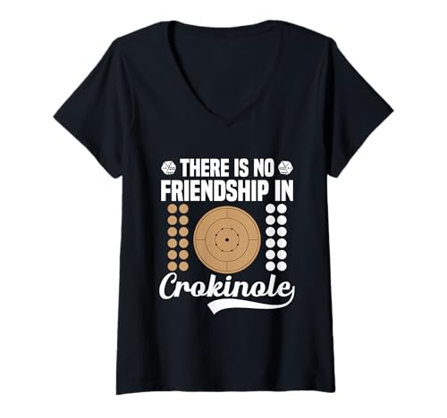 Damen Crokinole Player Enthusiast Discs Friendship Crokinole T-Shirt mit V-Ausschnitt von Crokinole Clothing For Board Game Lover & Player