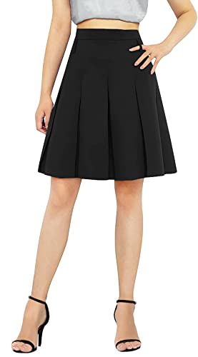 Cromoncent Mädchen Damen Faltenrock Schuluniform Minirock, 2 Jahre – 4XL, M-schwarz-mid lang, Mittel von Cromoncent
