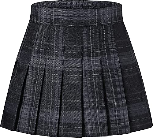 Cromoncent Minirock für Mädchen und Damen, plissiert, kurz, hohe Taille, Schuluniform, 2 Jahre – 4XL, Dream Grey, Mittel von Cromoncent