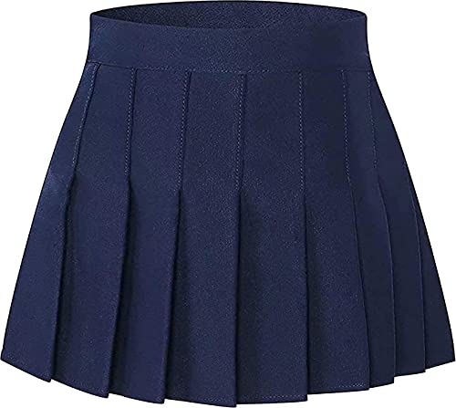 Cromoncent Mädchen Damen Faltenrock Schuluniform Minirock 2 Jahre - XL, navy, Klein von Cromoncent