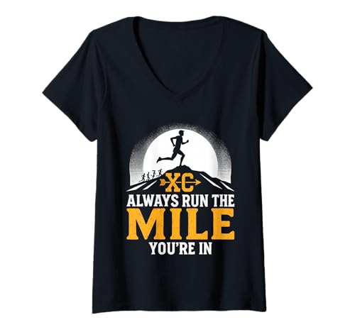 Damen Laufe Immer Die Meile In Der Du Bist Cross Country T-Shirt mit V-Ausschnitt Damen Laufe Immer Die Meile In Der Du Bist Cross Country T-Shirt mit V-Ausschnitt von Cross Country Läufer Sport