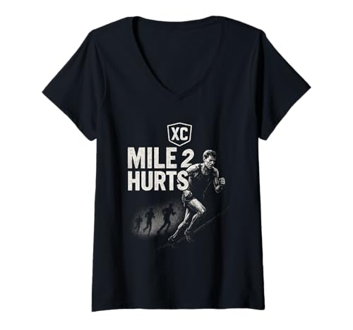 Damen Mile 2 TUT WEH Lustig Cross Country Laufen T-Shirt mit V-Ausschnitt Damen Mile 2 TUT WEH Lustig Cross Country Laufen T-Shirt mit V-Ausschnitt von Cross Country Läufer Sport
