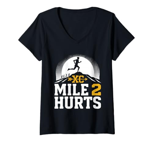 Damen Mile 2 TUT WEH Lustig Cross Country Laufen T-Shirt mit V-Ausschnitt Damen Mile 2 TUT WEH Lustig Cross Country Laufen T-Shirt mit V-Ausschnitt von Cross Country Läufer Sport