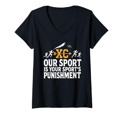 Damen Unser Sport Ist Deine Strafe Lustig Cross Country Laufen T-Shirt mit V-Ausschnitt Damen Unser Sport Ist Deine Strafe Lustig Cross Country Laufen T-Shirt mit V-Ausschnitt von Cross Country Läufer Sport