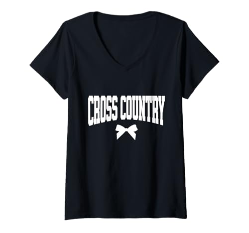 Damen Cross Country Team Bow Runner Mädchen Leichtathletik T-Shirt mit V-Ausschnitt Damen Cross Country Team Bow Runner Mädchen Leichtathletik T-Shirt mit V-Ausschnitt von Cross Country T-Shirt Co.