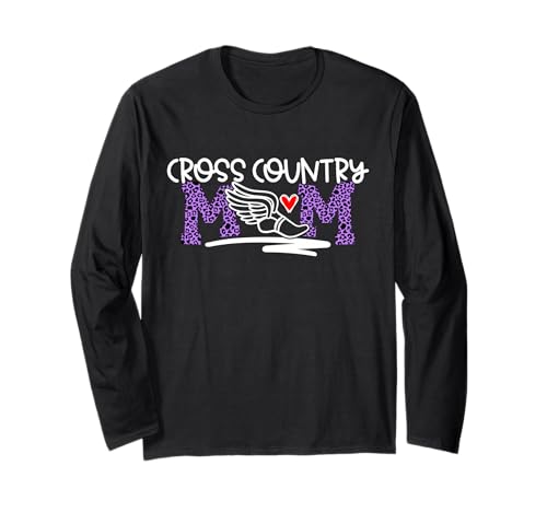 Langlaufmutter für Damen, violett, Geparden-Druck Langarmshirt Langlaufmutter für Damen, violett, Geparden-Druck Langarmshirt von Cross Country Team Mother