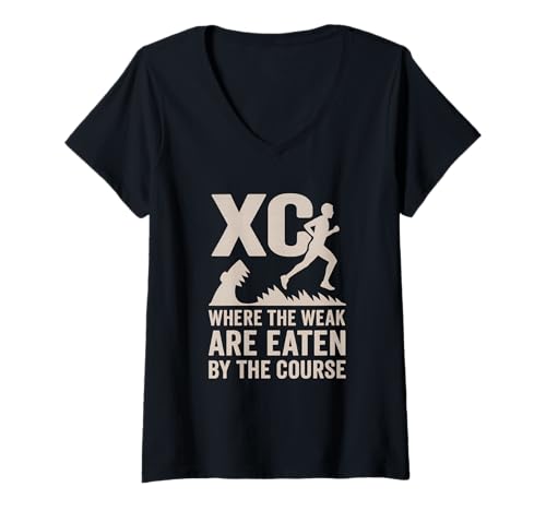 Damen Langlauf-Läufer, lustig, Herren, XC, athletischer Rennläufer T-Shirt mit V-Ausschnitt Damen Langlauf-Läufer, lustig, Herren, XC, athletischer Rennläufer T-Shirt mit V-Ausschnitt von Cross Country XC Running Trail Distance Graphic