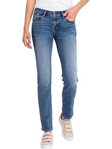 Cross Damen Jeans Rose High Waist Straight Regular Fit (Mid Blue (061), 28W / 32L) von Cross