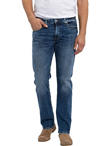 Cross Jeans Herren Jeans Dylan - Regular Fit - Blau - Mid Blue Used W28-W40 Baumwolle, Größe:30W / 34L, Farbvariante:Mid Blue Used 102 von Cross