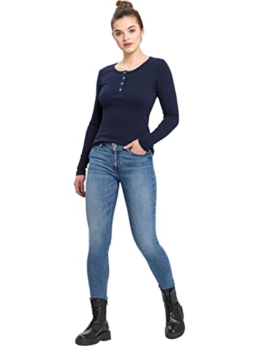 Cross Jeans Damen Jeans Alan - Skinny Fit - Blau - Sky Blue Used W25-W34 Stretch Baumwolle, Größe:33W / 34L, Farbvariante:Sky Blue Used 201 von Cross
