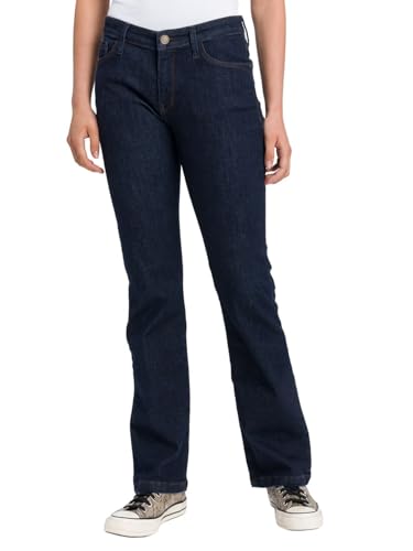 Cross Jeans Damen Jeans Lauren - Bootcut -Blau - Dark Blue Used W27-W34 Stretch, Größe:28W / 34L, Farbe:Dark Blue Used 022 von Cross