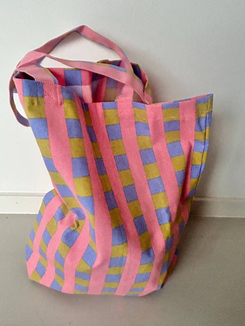 Baumwolltasche, Shopper, Kariert, Rosa/Hellblau/Grün Baumwolltasche, Shopper, Kariert, Rosa/Hellblau/Grün von CrossDowntown