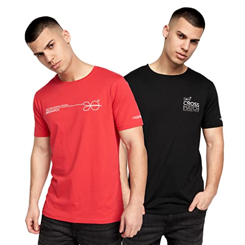 Crosshatch Herren Arnio T-Shirt, Baxley/rot-schwarz, L von Crosshatch