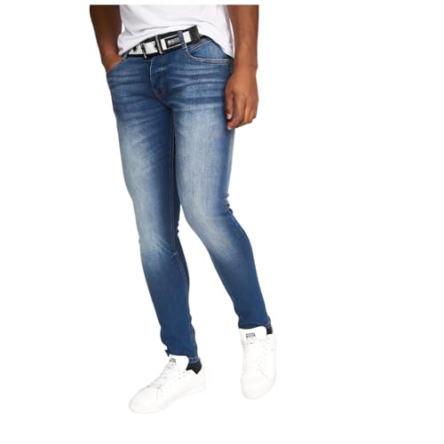 Crosshatch Herren Barbeck Slim Jeans, Blau getönt, 36W / 30L von Crosshatch