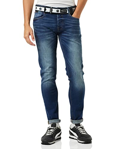 Crosshatch Herren Barbeck Slim Jeans, Blau getönt, Bundweite: 97 cm, beinlänge: 81 cm (38 W / 32 L) von Crosshatch