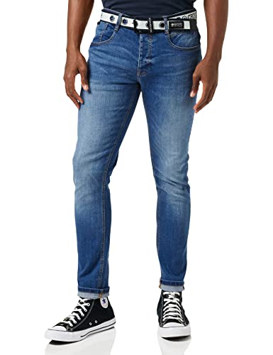 Crosshatch Herren Barbeck Slim Jeans, Stone-Wash, 34W / 34L von Crosshatch
