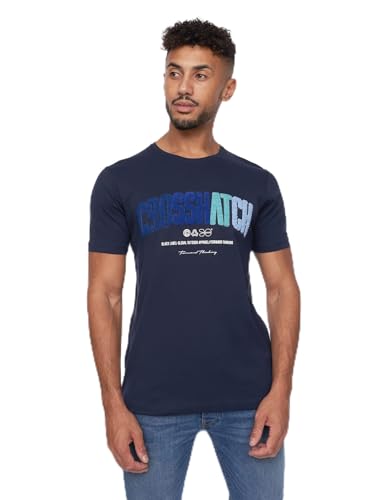 CrossHatch Herren Beflockt T-Shirt, Navy, XL von Crosshatch