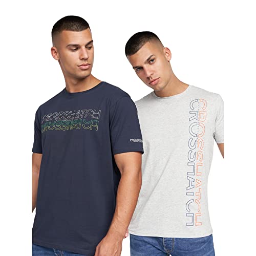 CrossHatch Herren Cramtar T-Shirt, Marineblau/Grau meliert, L von CrossHatch