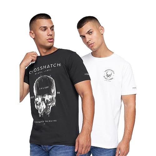 CrossHatch Herren Skulfux T-Shirt, schwarz/weiß, L von CrossHatch