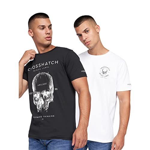 Crosshatch Herren Skulfux T-Shirt, schwarz/weiß, S von Crosshatch