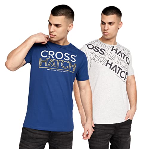 Crosshatch Herren T-Shirt, Alstan/Navy-Grey Marl, M von Crosshatch