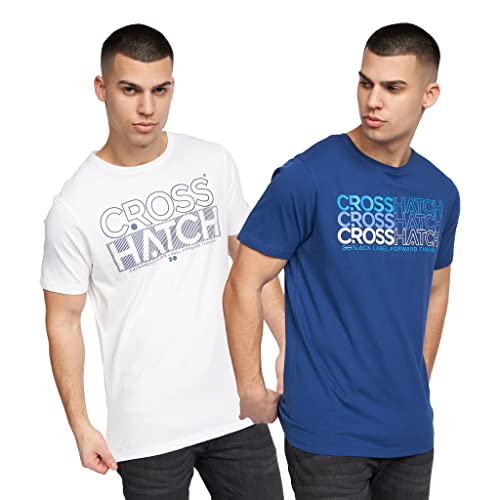 Crosshatch Herren T-Shirt, Raynen/Navy-White, XL von Crosshatch