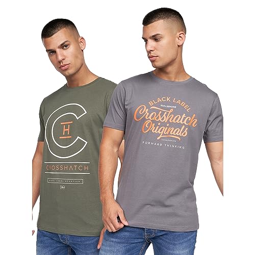 CrossHatch Herren Univarsity T-Shirt, Olivfarben/Grau, L von Crosshatch