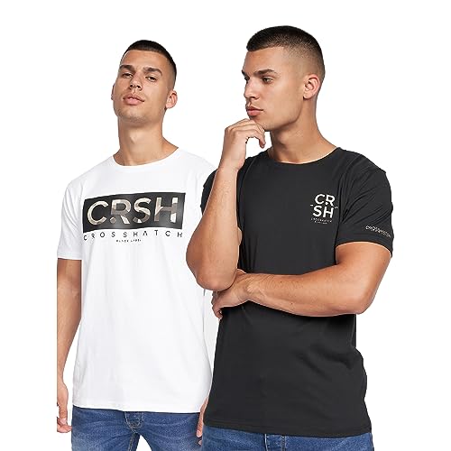 CrossHatch Herren Wamter T-Shirt, schwarz/weiß, L von Crosshatch