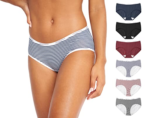 Crosshatch Damen Baumwolle Multipack Full Briefs Soft Panties 6er Pack, Bunt gestreift, 34 von Crosshatch