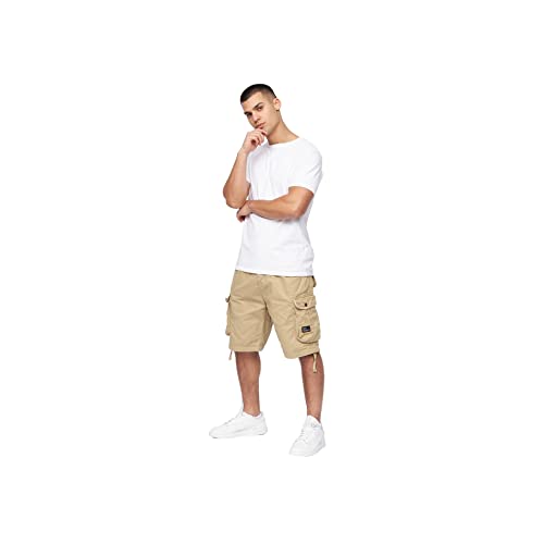 Crosshatch Herren Casual Cargo und Jeans Shorts - Strapazierfähige und vielseitige Sommer Knielang Hose mit Funktionstaschen, Jimster-Sand, 34W von CrossHatch