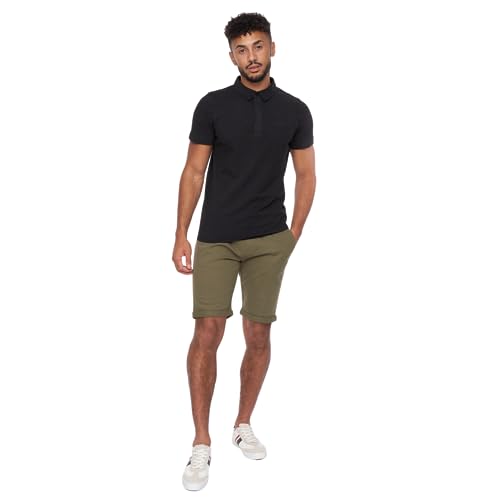 Crosshatch Herren-Chino-Shorts, schmale Passform, bequeme Baumwolle, Sommershorts, Herren-Shorts mit Taschen, ideal für Sommer, Strand, Golf, Wandern und Outdoor, olivgrün, 32W von Crosshatch