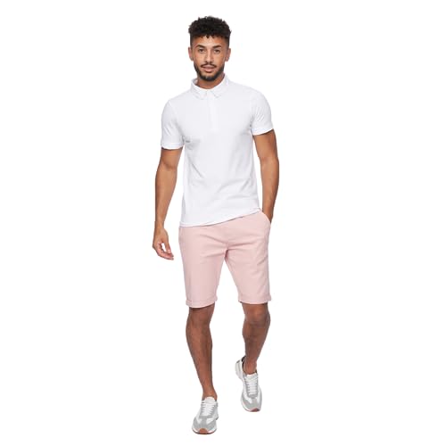 Crosshatch Herren-Chino-Shorts, schmale Passform, bequeme Baumwolle, Sommershorts, Herren-Shorts mit Taschen, ideal für Sommer, Strand, Golf, Wandern und Outdoor, rosa - soft pink, 30W von Crosshatch