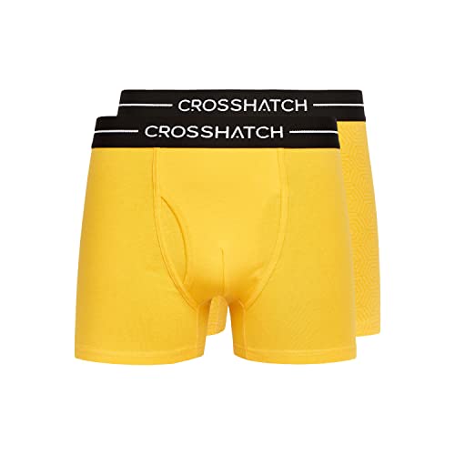 Crosshatch - Herren Everyday Essential Multipack 2er-Pack Boxershorts Jersey Unterwäsche Geschenkset, Hexter, 2 Stück, gelb, S von Crosshatch