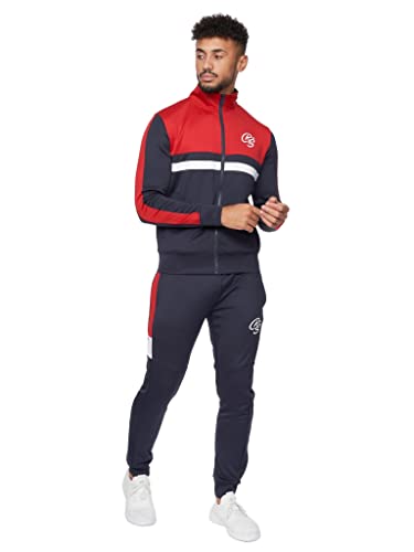 Crosshatch Herren Trikot-Trainingsanzüge – stilvolle und bequeme Sportkleidung für Workouts und Faulenzen, Größen variieren von S, M, L, XL, Kamari Navy/Rot, L von Crosshatch