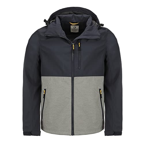 Crossfield Herren Softshelljacke mit Kapuze - Zweifarbige Outdoor-Jacke Wasserabweisend Atmungsaktiv in Marine Größe 56 von Crossfield