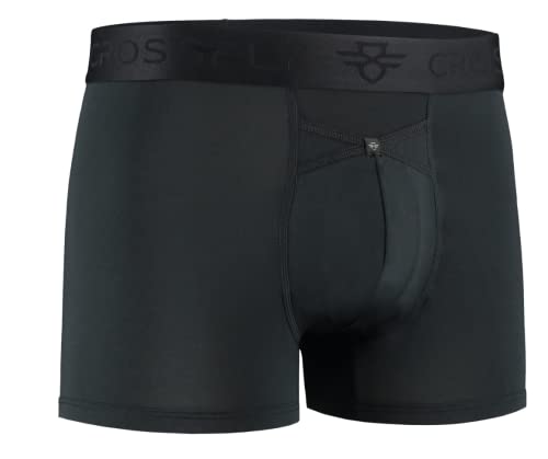 Crossfly Herren Unterwäsche IKON 3" Trunks 24h Komfort & Innovativ Clever Accessoire Atmungsaktiv & Weich Marineblau/Anthrazit/Schwarz, S, M, L, XL, Schwarz , M von Crossfly