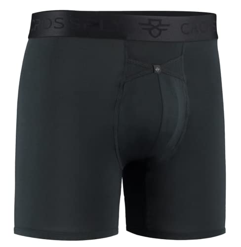 Crossfly Herren Unterwäsche IKON 6" Boxershorts 24 Stunden Komfort & Innovativer Clever Zugang Atmungsaktiv & Weich Navy/Charcoal/Schwarz, S, M, L, XL, Schwarz , L von Crossfly