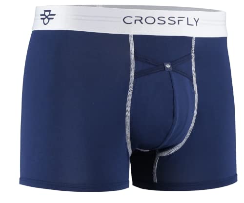 Crossfly Herren Unterwäsche IKON X 3"" Trunks 24h Komfort & Innovativ Clever Accessoire Atmungsaktiv & Weich Navy/Weiß, M von Crossfly