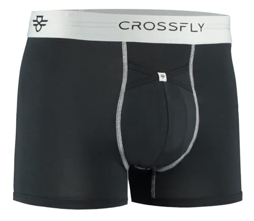 Crossfly Herren Unterwäsche IKON X 3"" Trunks 24h Komfort & Innovativ Clever Accessoire Atmungsaktiv & Weich schwarz/Silber, L von Crossfly