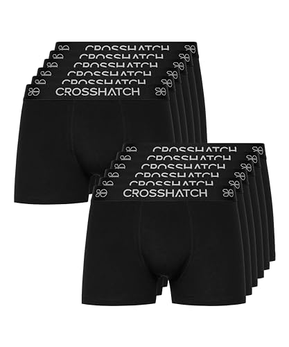 Crosshatch Clothing247 Herren Hipster Multipack Boxershorts mit elastischem Bund - Baumwolle - Bequem Erhältlich in den Größen S - XXXL, Schwarz, L von Crosshatch