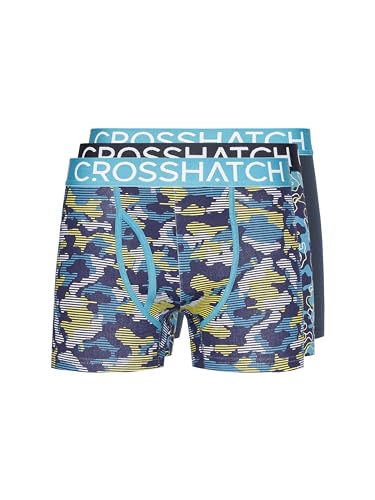 Crosshatch Herren 3er Pack Superior Blend Herren 3er Pack Boxershorts: Premium-Mischgewebe für unübertroffene Qualität, Komfort, Stil und Größe von S bis XXL., Linamo/Blaugrün, XL von Crosshatch
