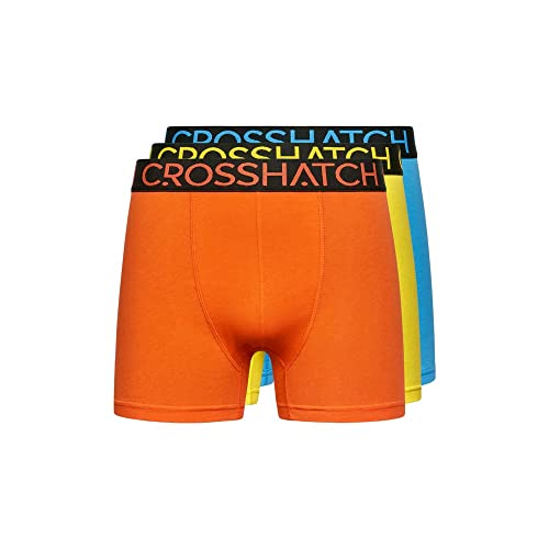 Crosshatch Herren-Boxershorts, 3er-Pack, Unterwäsche, Boxershorts, elastischer Bund, Herren, Multipack-Set, Hiliterpkb - Gelb Blau Orange, M von Crosshatch