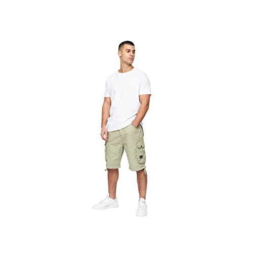Crosshatch Herren Casual Cargo und Jeans Shorts - Strapazierfähige und vielseitige Sommer Knielang Hose mit Funktionstaschen, Jimster Dusty Olive, 34W Crosshatch Herren Casual Cargo und Jeans Shorts - Strapazierfähige und vielseitige Sommer Knielang Hose mit Funktionstaschen, Jimster Dusty Olive, 34W von Crosshatch