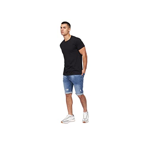 Crosshatch Herren Casual Cargo und Jeans Shorts - Strapazierfähige und vielseitige Sommer Knielang Hose mit Funktionstaschen, Riptrey-Mid, 38W von Crosshatch